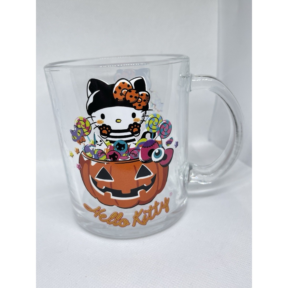 2024 Sanrio Hello Kitty Halloween Bandit Orange Pumpkin Glass Mug Coffee Tea 17o